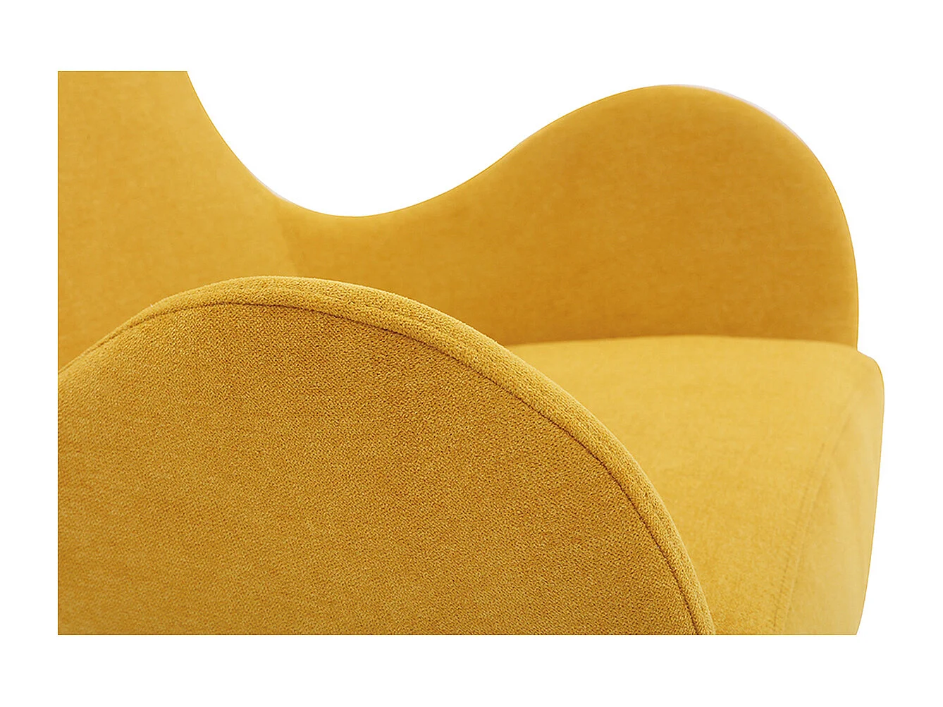 Fauteuil pivotant design en tissu effet velours jaune moutarde et métal noir ANDY