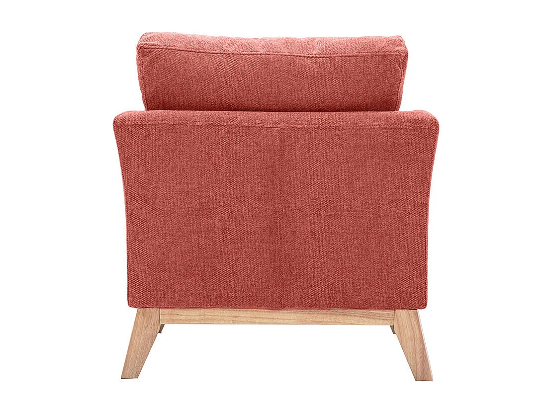 Sillón nórdico de tejido efecto aterciopelado texturizado terracota y madera clara OSLO