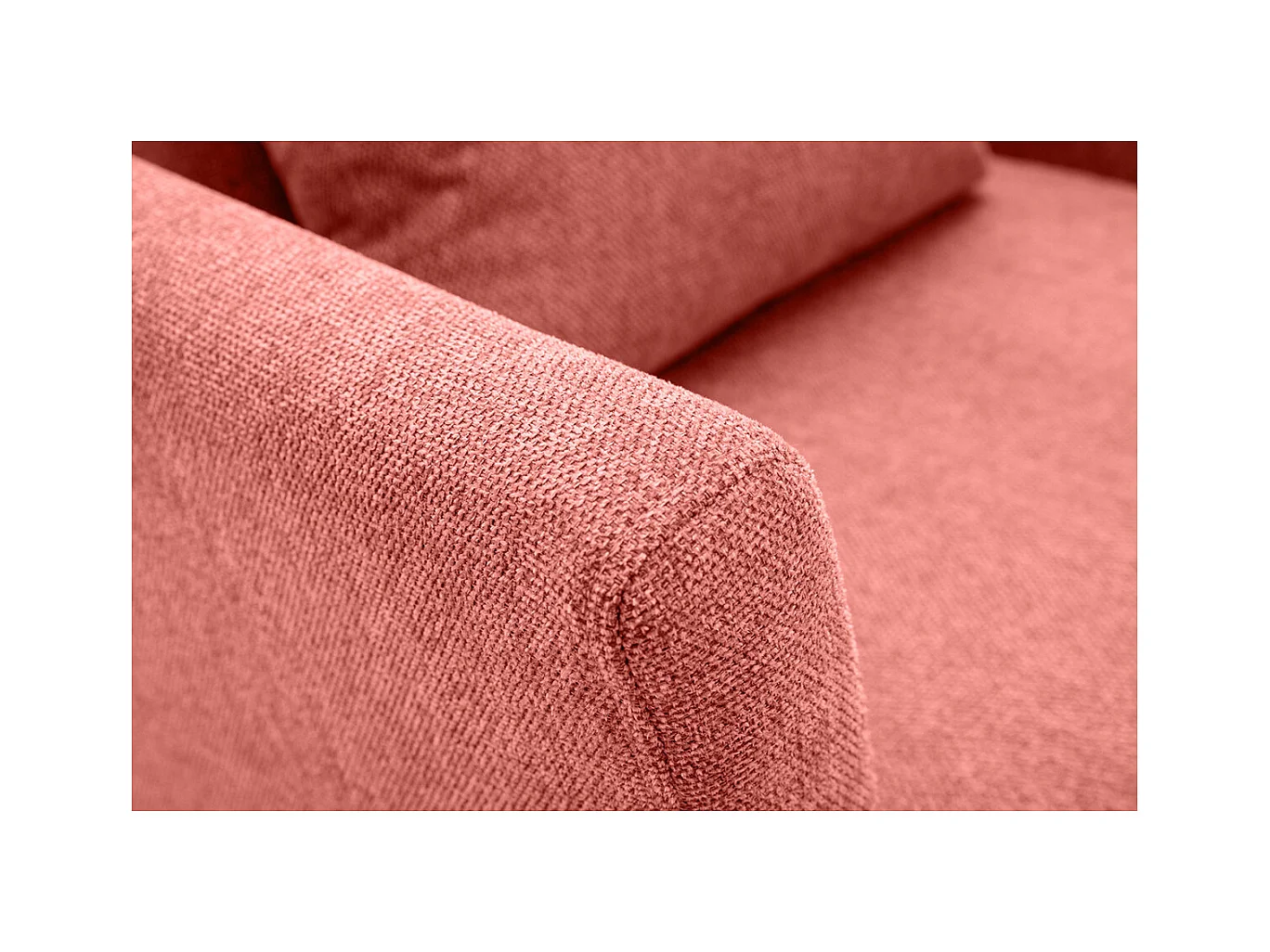 Poltrona scandinava sfoderabile in tessuto effetto velluto testurizzato color terracotta e legno chiaro OSLO