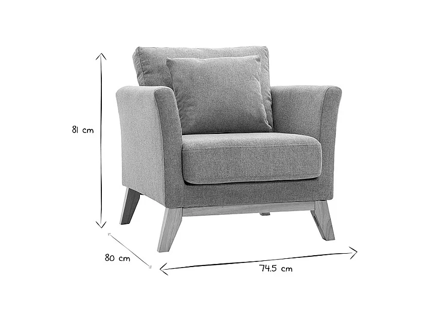 Poltrona scandinava sfoderabile in tessuto effetto velluto testurizzato color terracotta e legno chiaro OSLO