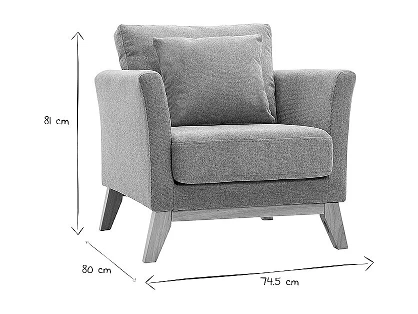 Fauteuil scandinave déhoussable en tissu effet velours texturé terracotta et bois clair OSLO