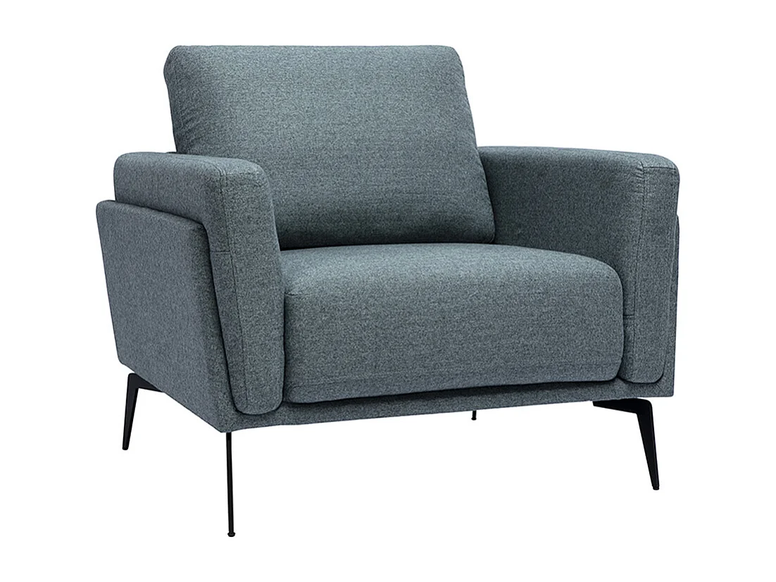 Fauteuil design en tissu vert de gris et métal noir MOSCO