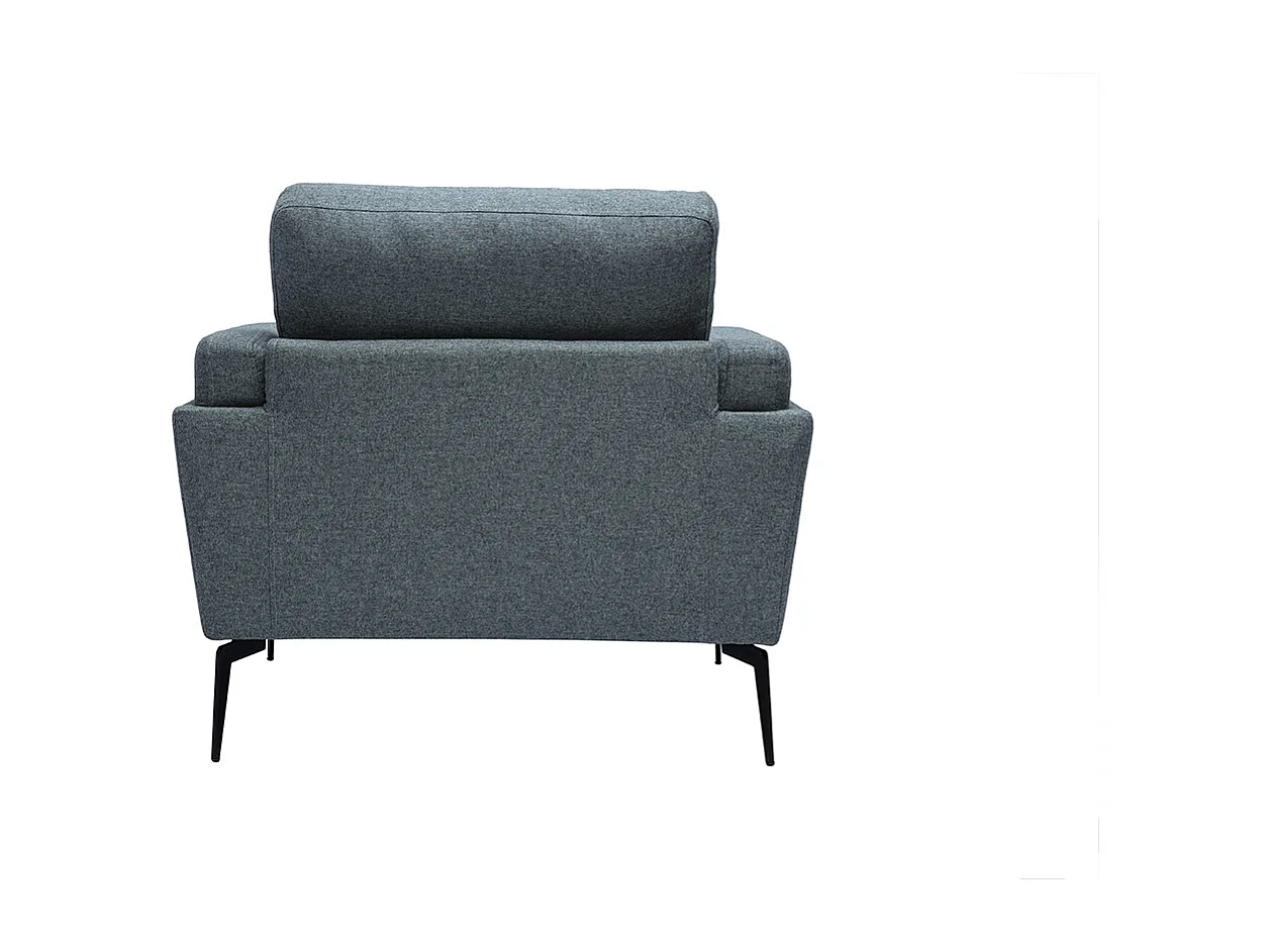 Fauteuil design en tissu vert de gris et métal noir MOSCO