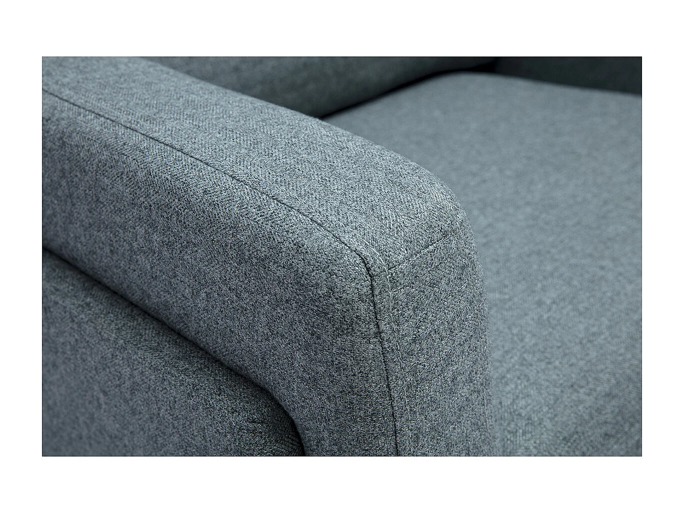 Fauteuil design en tissu vert de gris et métal noir MOSCO