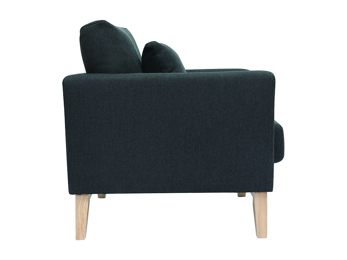 Fauteuil scandinave déhoussable en tissu gris foncé et bois clair OSLO