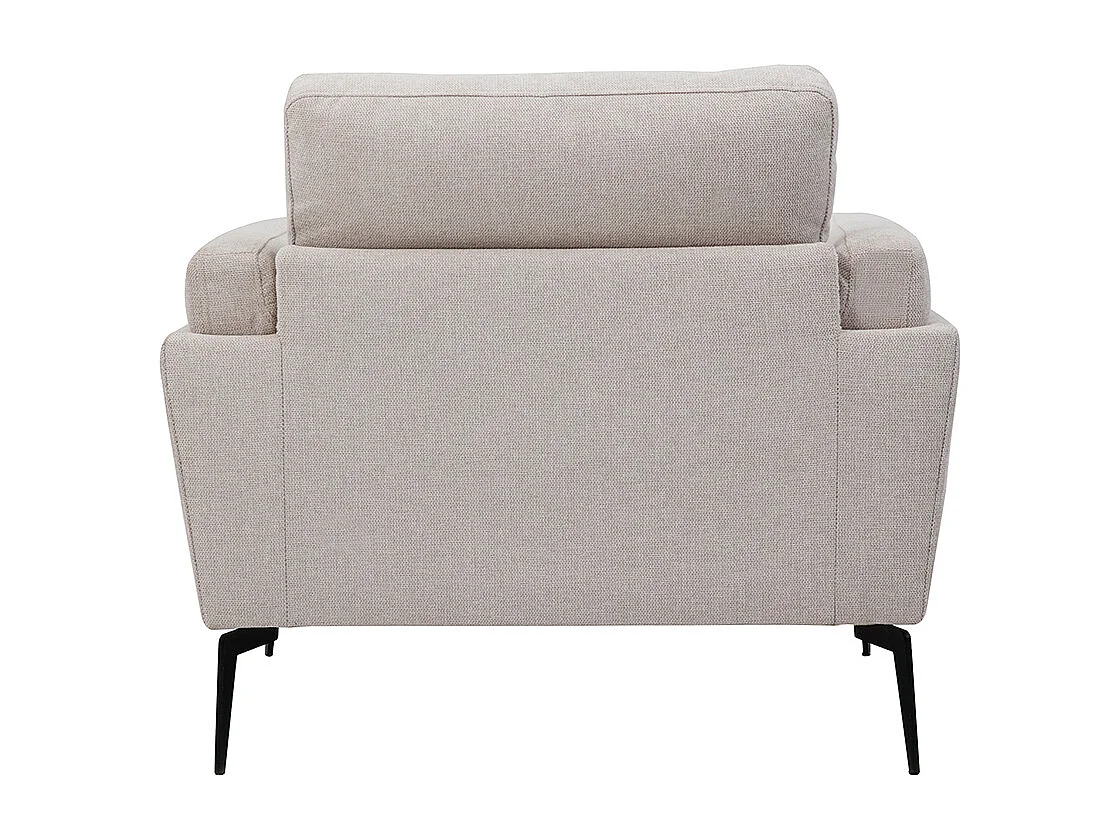 Sillón moderno de tejido efecto aterciopelado texturizado beige y metal negro MOSCO