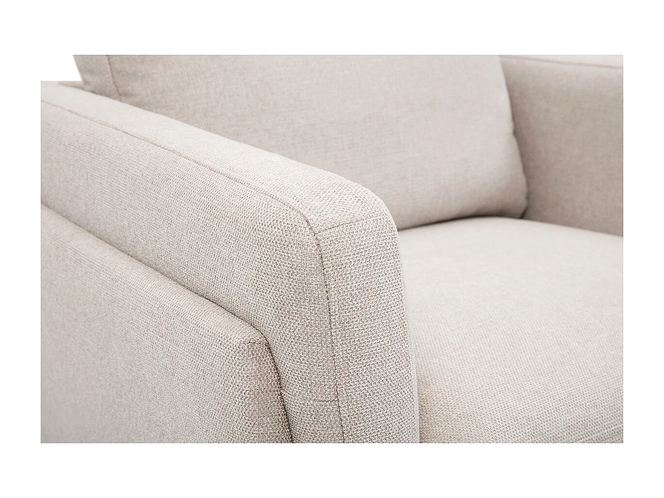 Sillón moderno de tejido efecto aterciopelado texturizado beige y metal negro MOSCO