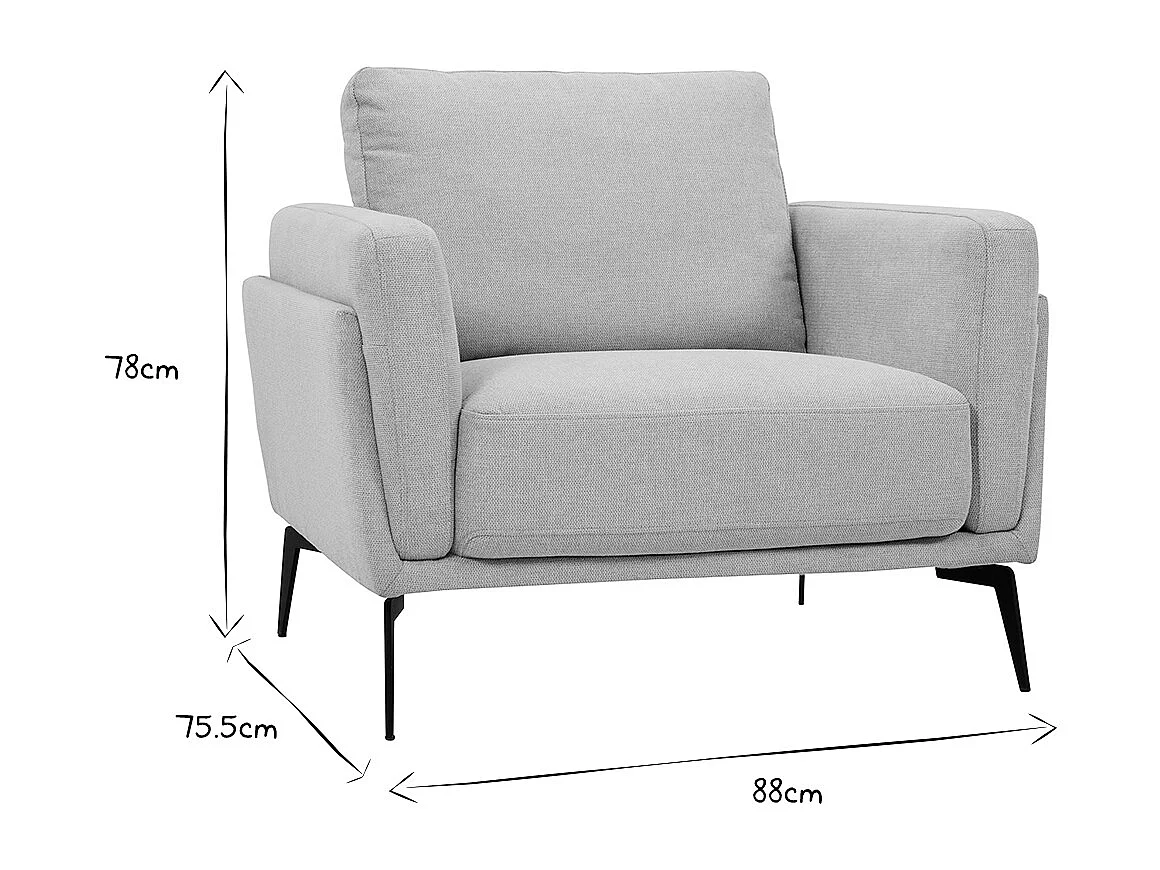 Sillón moderno de tejido efecto aterciopelado texturizado beige y metal negro MOSCO