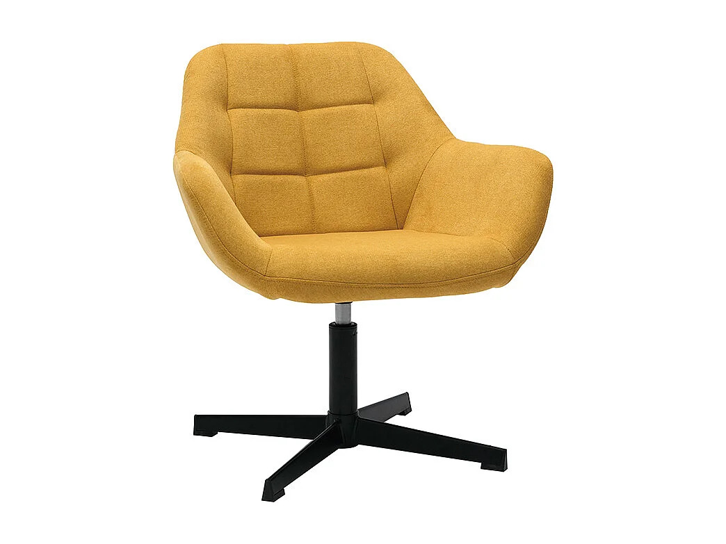 Sillón moderno con tejido efecto aterciopelado amarillo mostaza y metal negro MAXINE