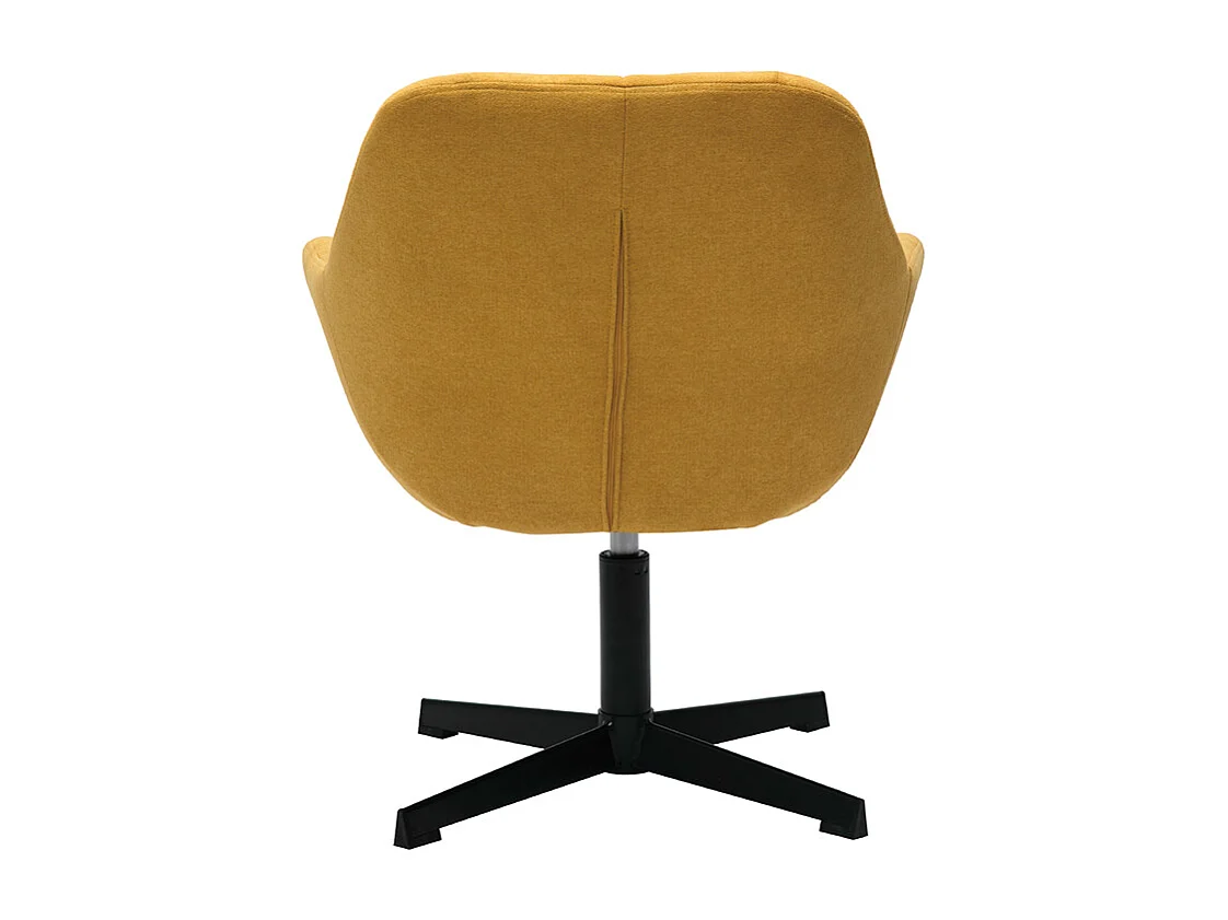 Sillón moderno con tejido efecto aterciopelado amarillo mostaza y metal negro MAXINE