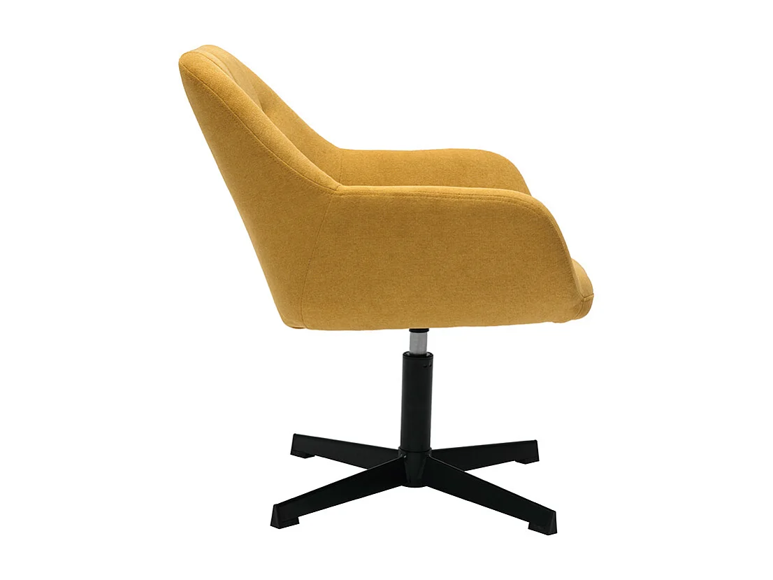 Fauteuil pivotant design en tissu effet velours jaune moutarde et métal noir DARWIN
