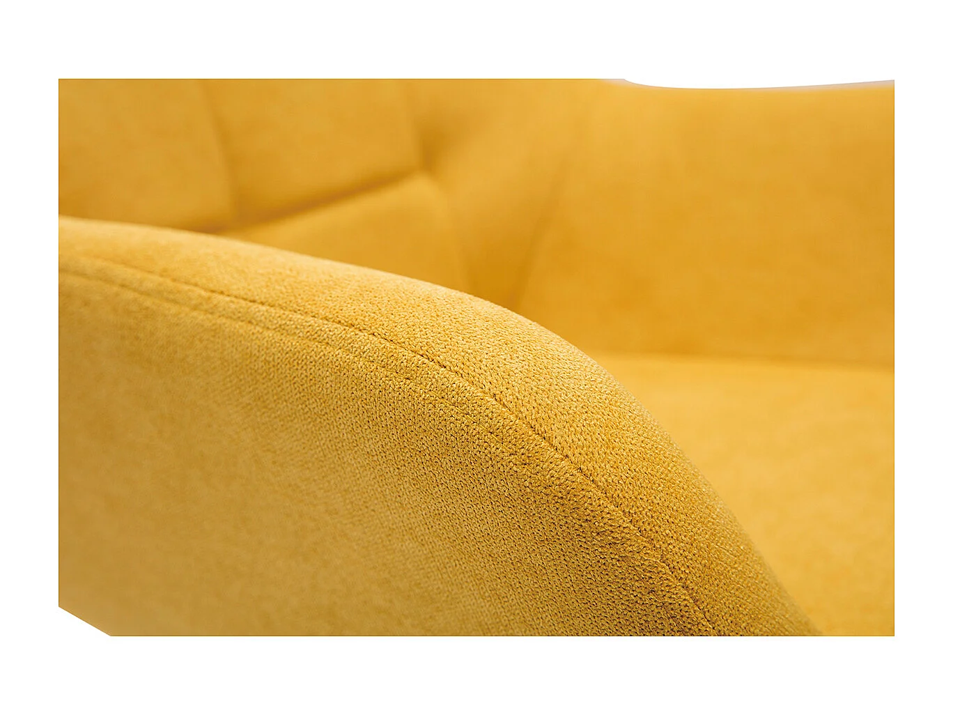 Fauteuil pivotant design en tissu effet velours jaune moutarde et métal noir DARWIN