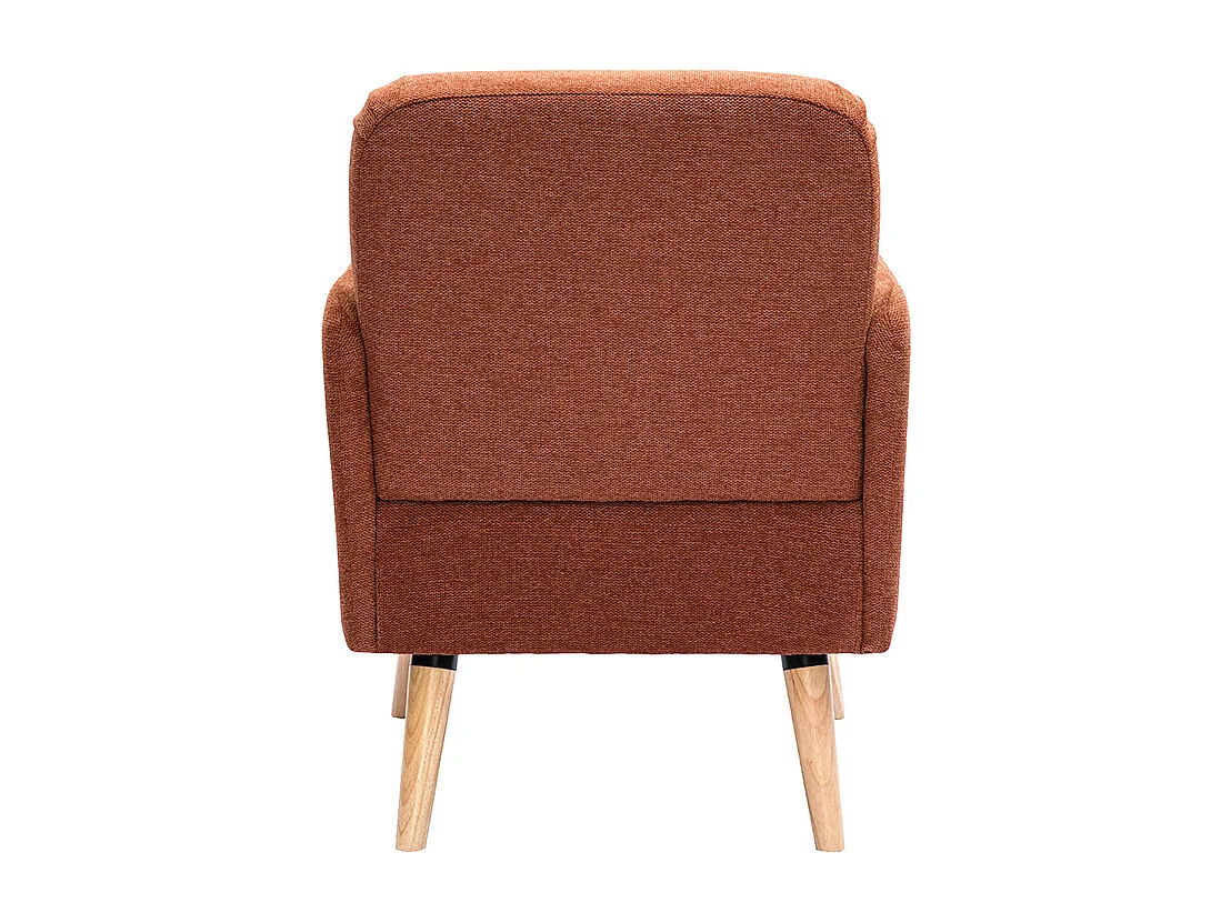 Skandinavischer Sessel aus rostbraunem Stoff mit Samteffekt und Holz ISKO
