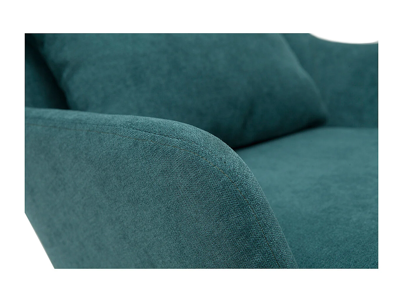 Sillón moderno con tejido efecto aterciopelado azul petróleo y metal negro MAXINE