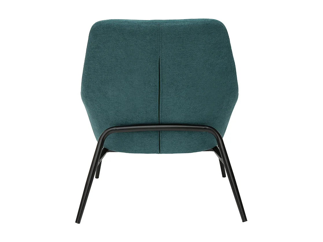 Design-Sessel Stoff mit Samteffekt in Entenblau und schwarzem Metall MAXINE