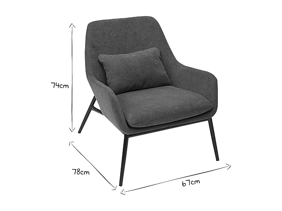 Design-Sessel Stoff mit Samteffekt in Entenblau und schwarzem Metall MAXINE