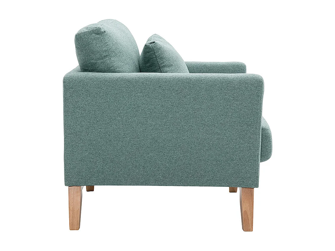 Sillón nórdico de tela verde grisáceo y madera clara OSLO