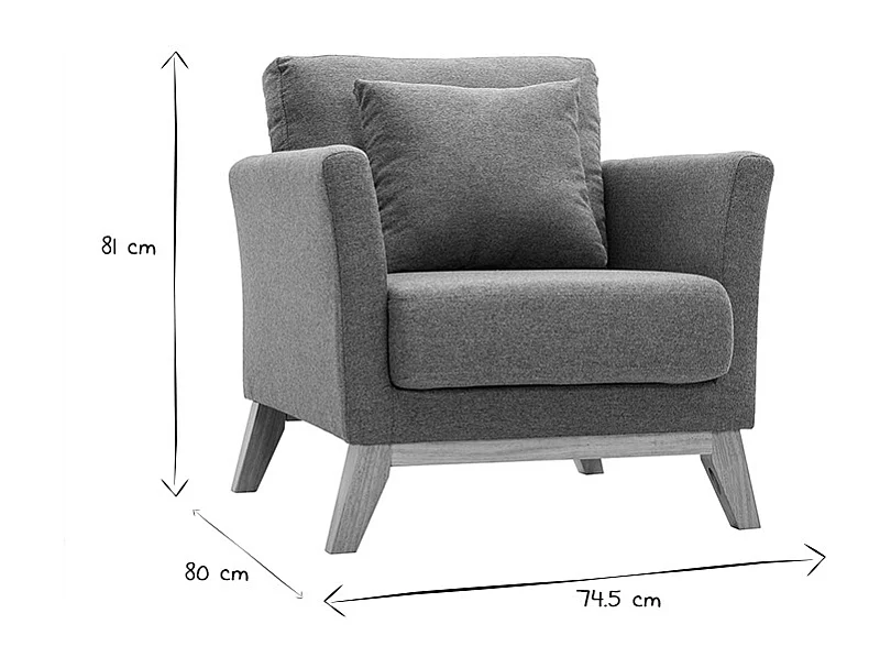 Sillón nórdico de tela verde grisáceo y madera clara OSLO