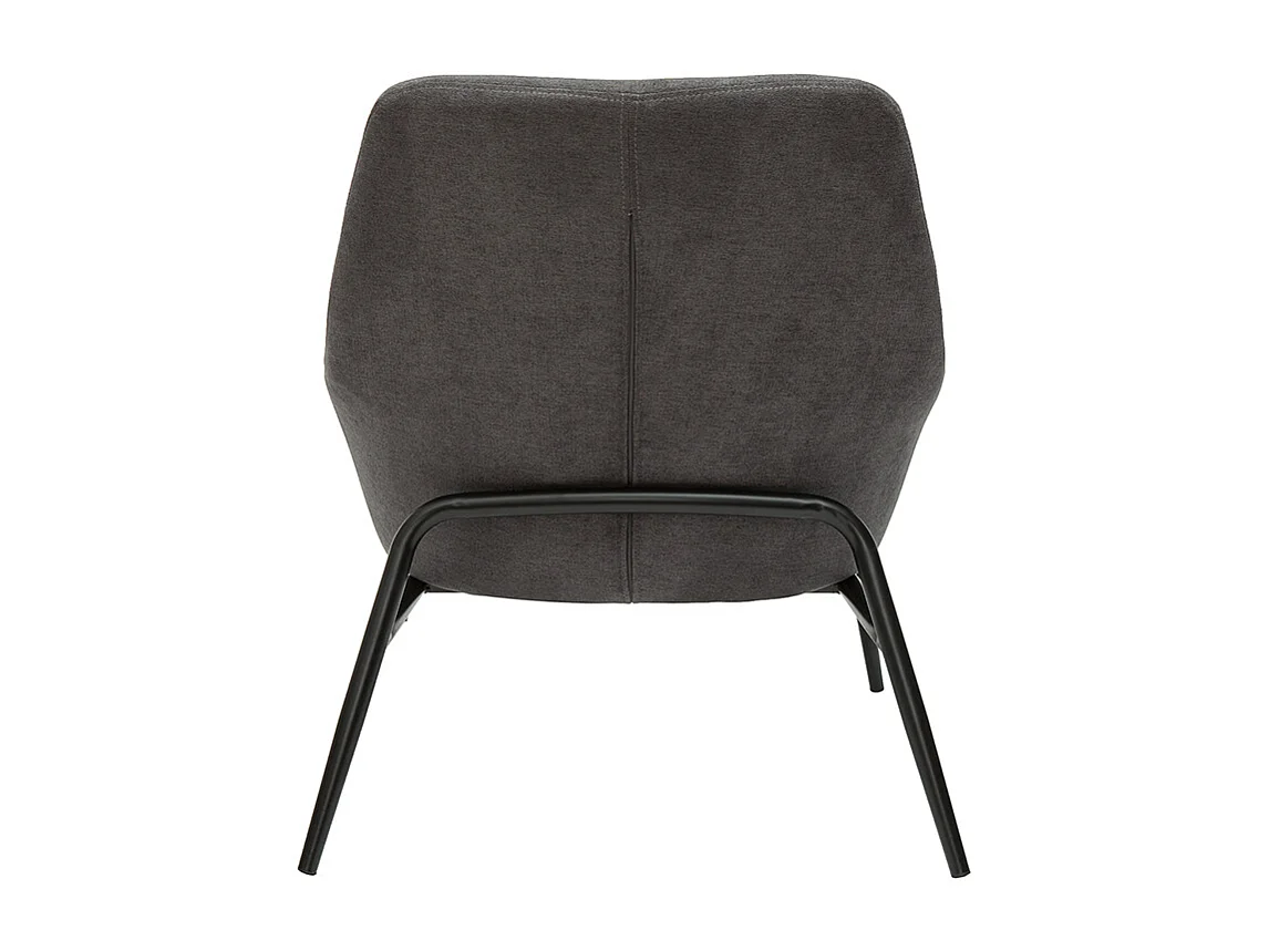 Sillón moderno con tejido efecto aterciopelado gris oscuro y metal negro MAXINE