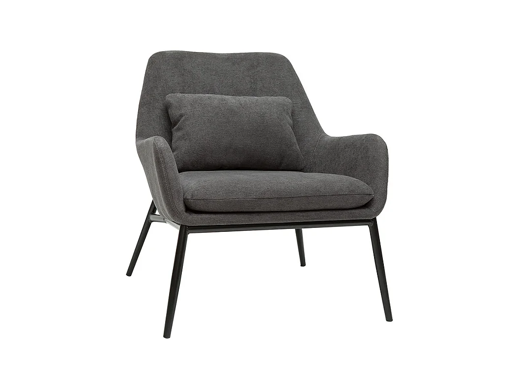 Fauteuil design en tissu effet velours gris foncé et métal noir MAXINE