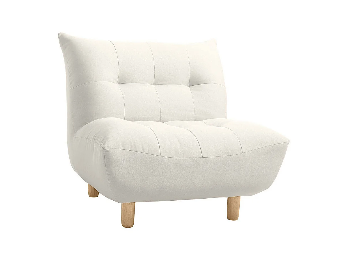 Fauteuil scandinave en tissu beige et bois clair YUMI