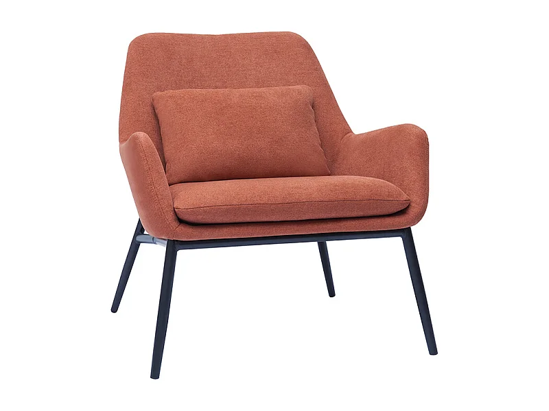 Design-Sessel im terracottafarbenem Samtdesign mit schwarzem Metall MAXINE