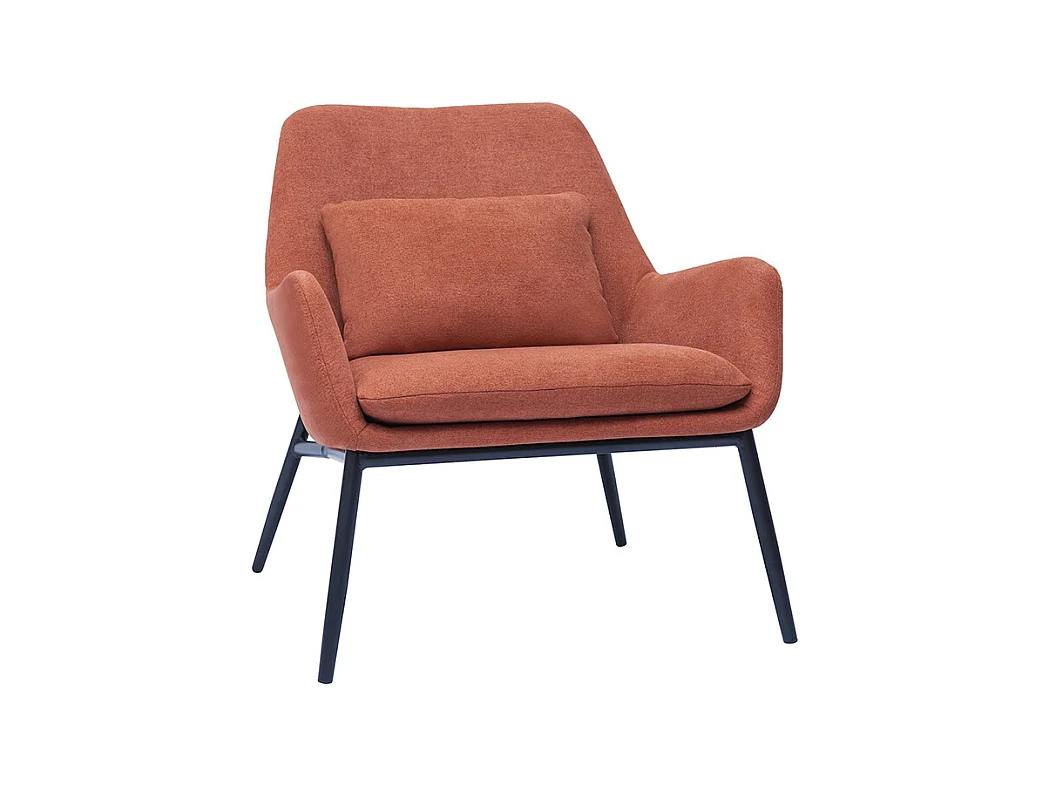 Fauteuil design en tissu effet velours terre brulée et métal noir MAXINE