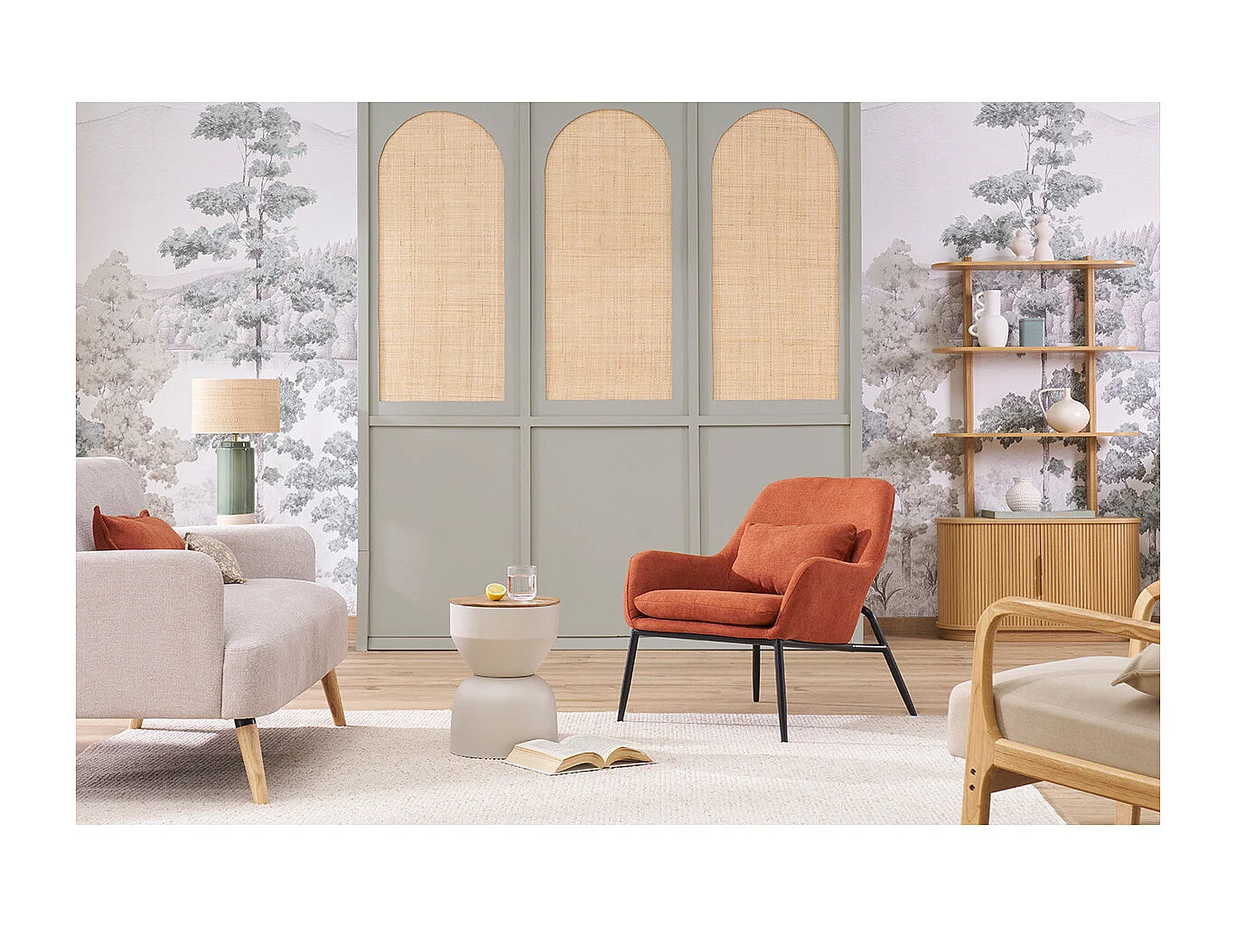 Poltrona design in tessuto effetto velluto color bruciato e metallo nero MAXINE