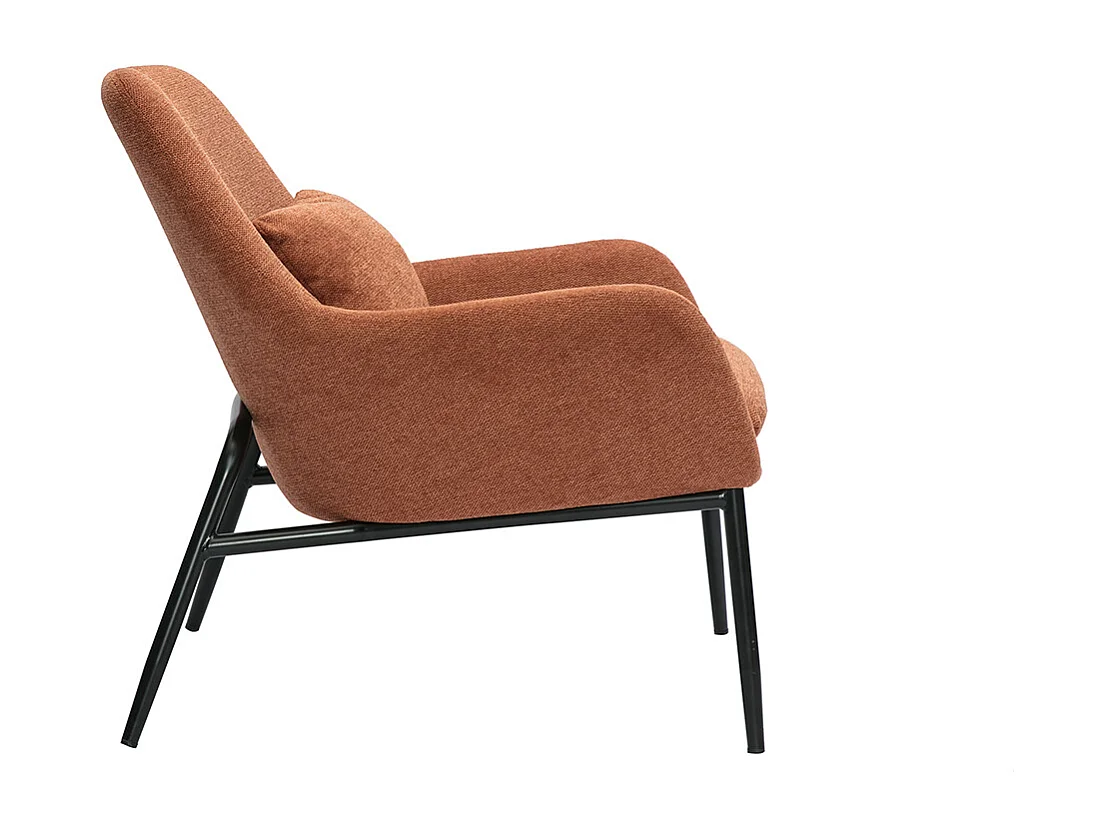 Sillón moderno de tejido efecto aterciopelado terracota y metal negro MAXINE