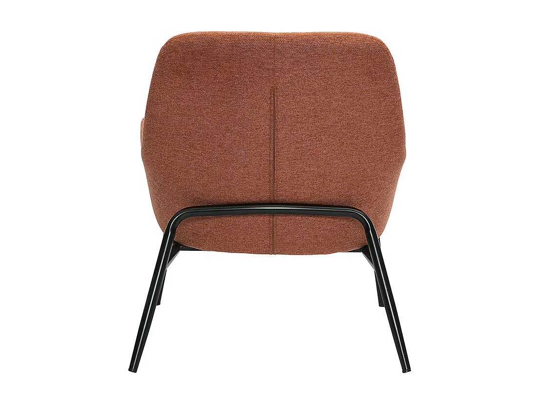 Sillón moderno de tejido efecto aterciopelado terracota y metal negro MAXINE
