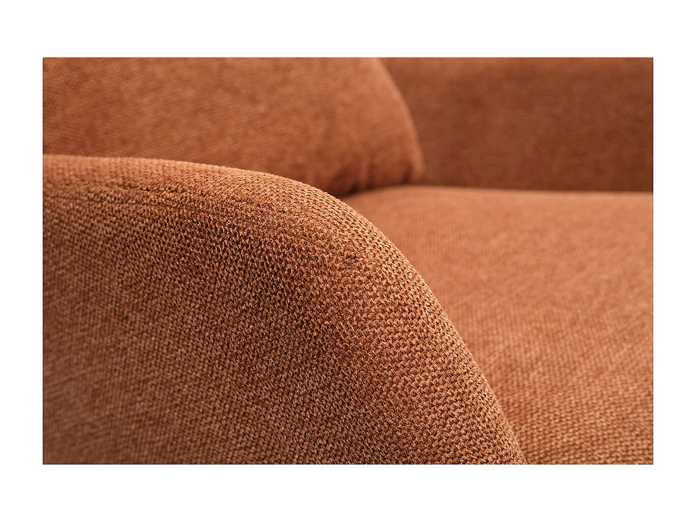 Sillón moderno de tejido efecto aterciopelado terracota y metal negro MAXINE