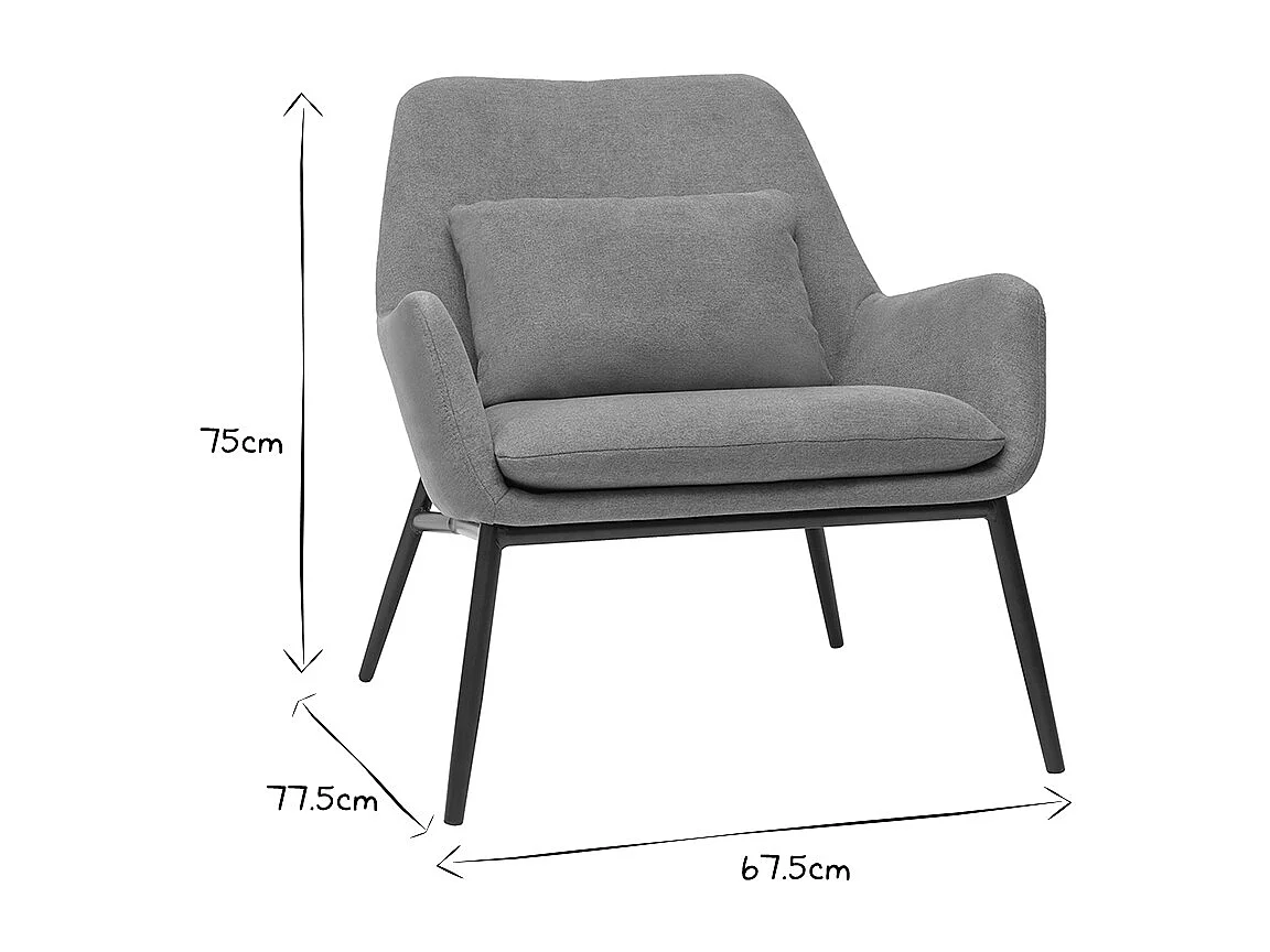 Sillón moderno de tejido efecto aterciopelado terracota y metal negro MAXINE