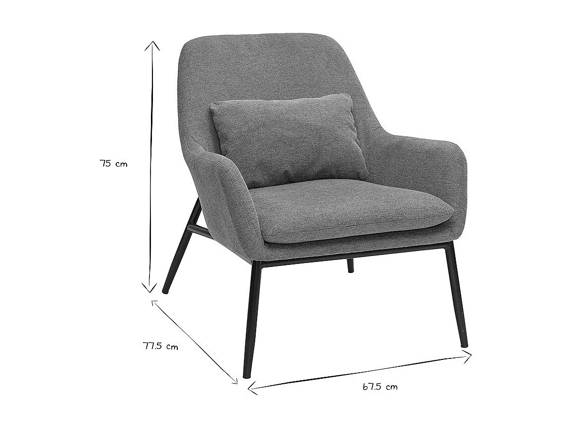 Sillón moderno de tejido efecto aterciopelado terracota y metal negro MAXINE