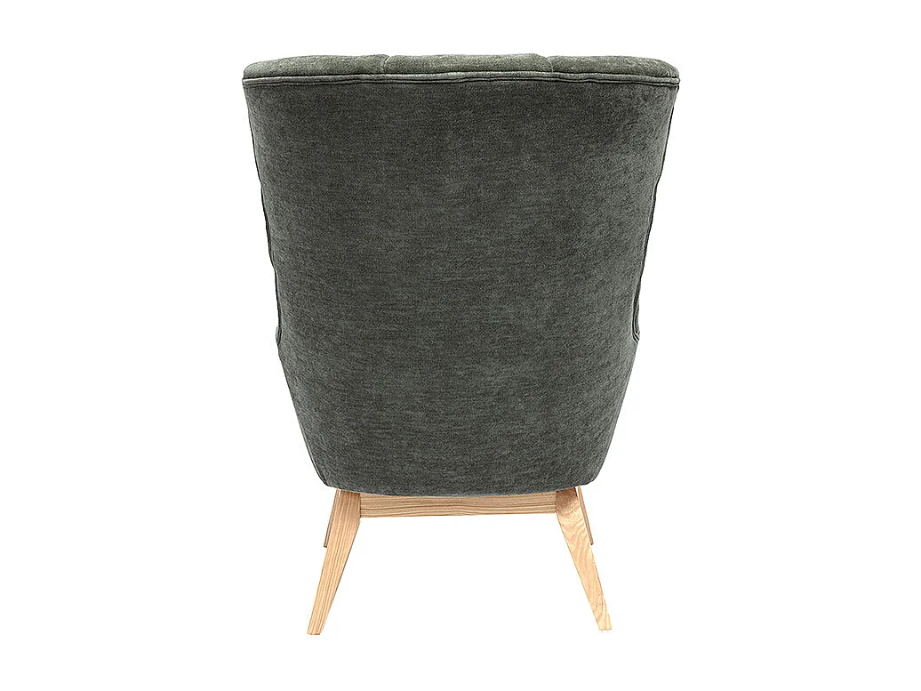 Sillón nórdico de efecto aterciopelado caqui y madera BRODY