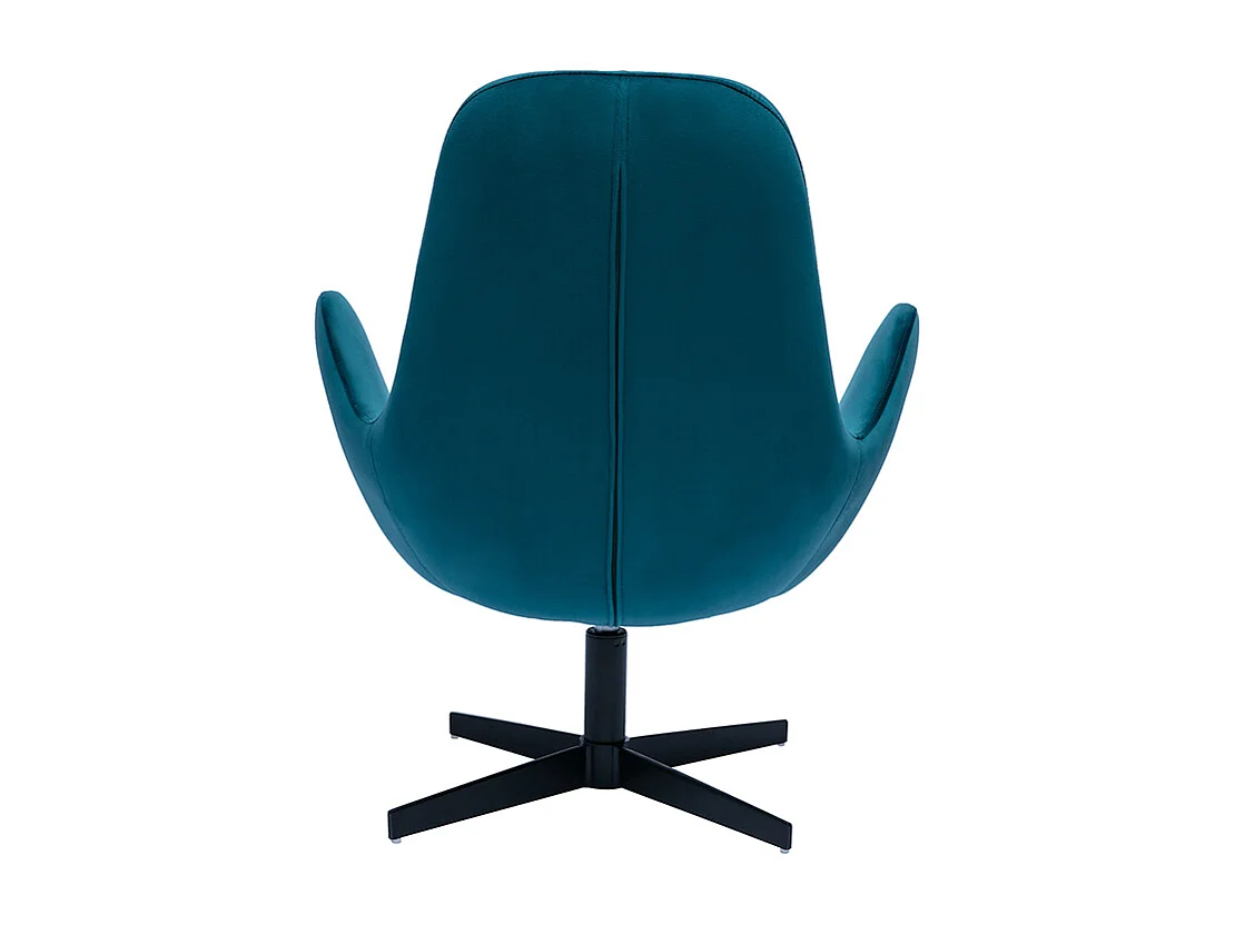 Fauteuil pivotant design en tissu velours bleu canard et métal noir ANDY