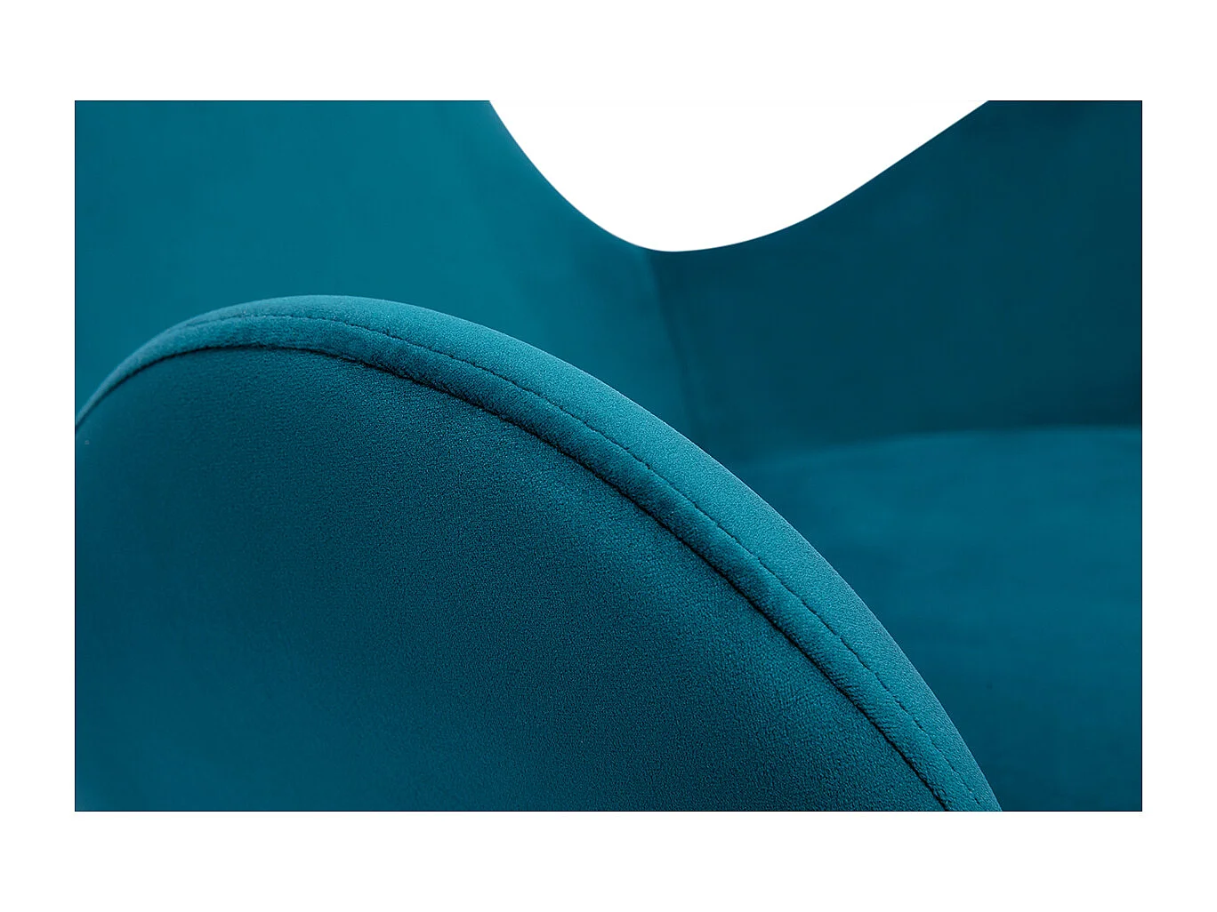 Fauteuil pivotant design en tissu velours bleu canard et métal noir ANDY