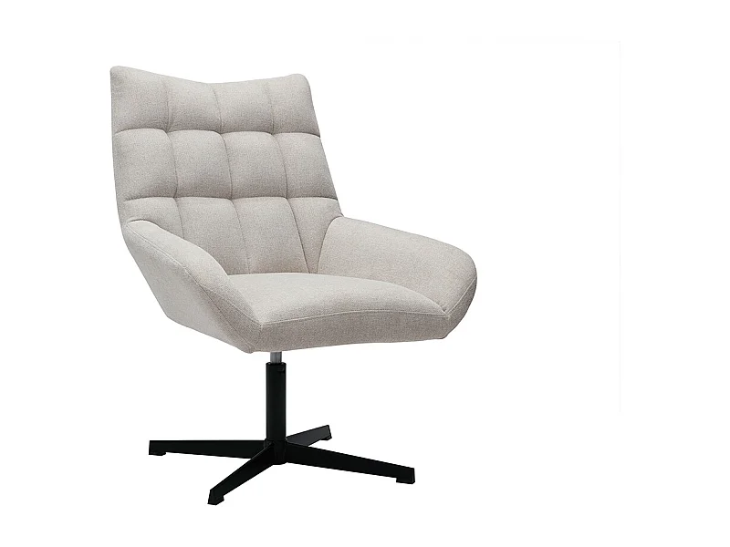 Poltrona girevole design in tessuto effetto velluto testurizzato beige KING
