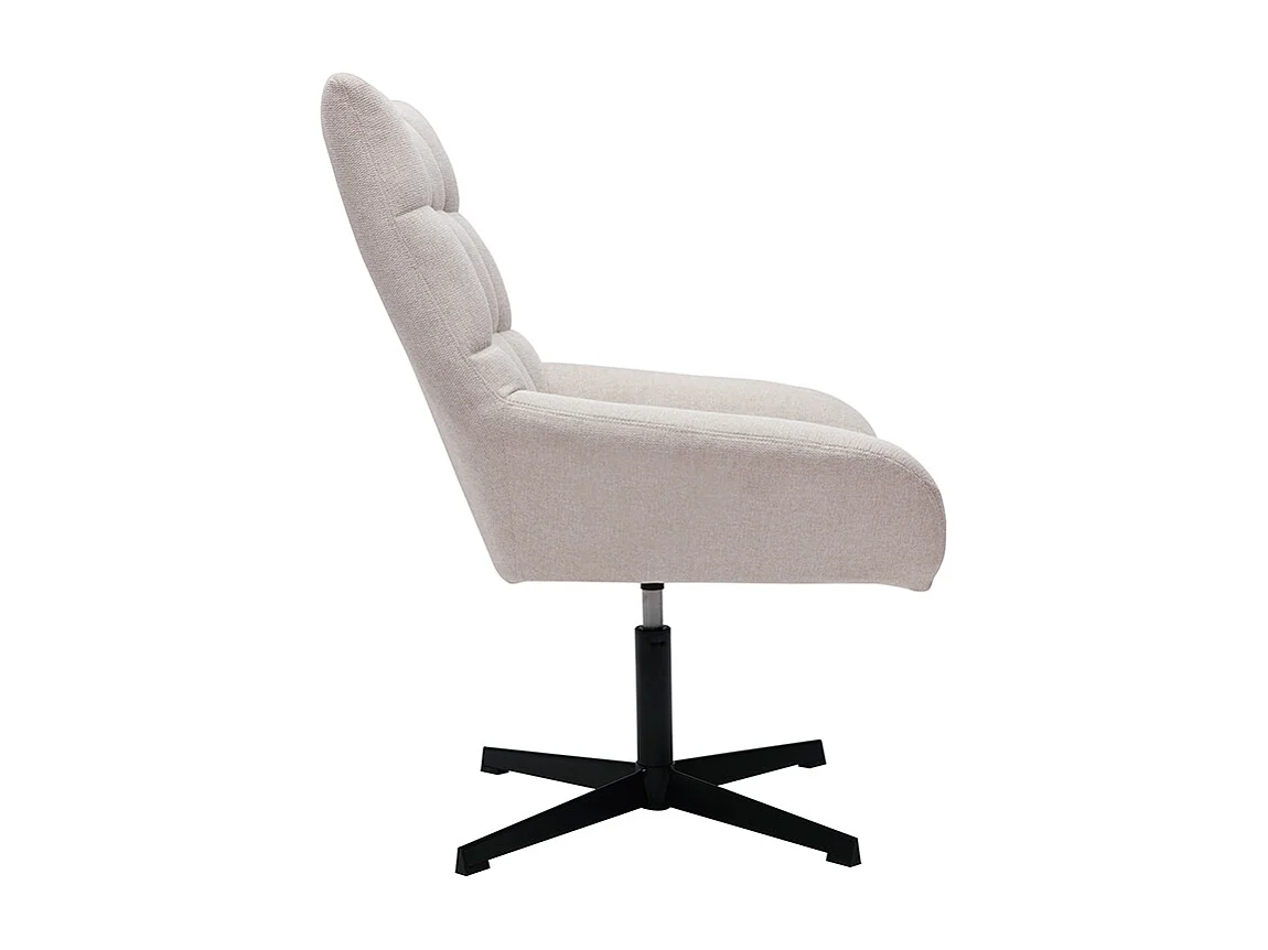 Sillón de diseño giratorio de tejido efecto aterciopelado texturizado beige KING