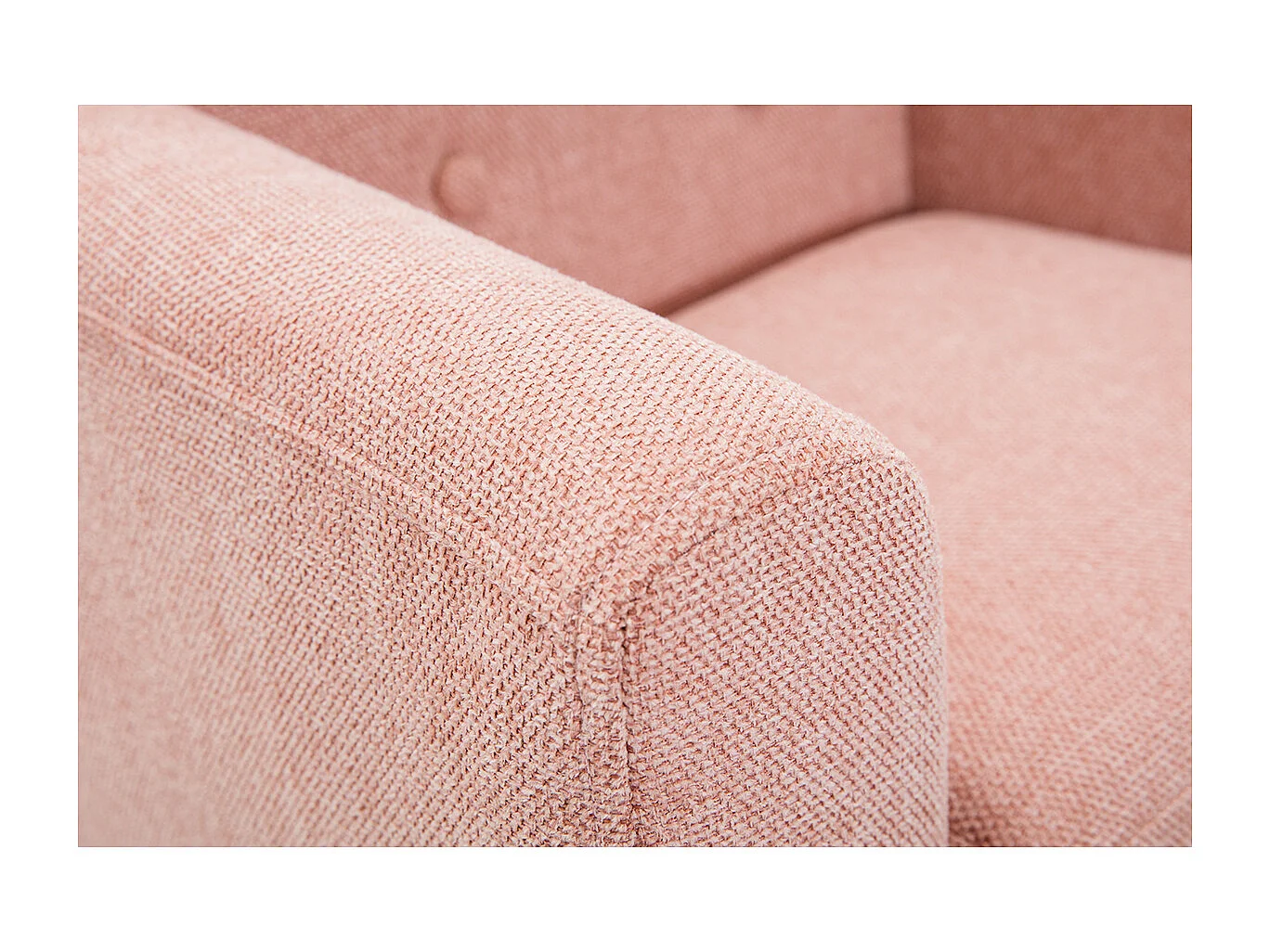 Sillón para niños nórdico de tela efecto aterciopelado texturizado rosa y madera clara NORKID
