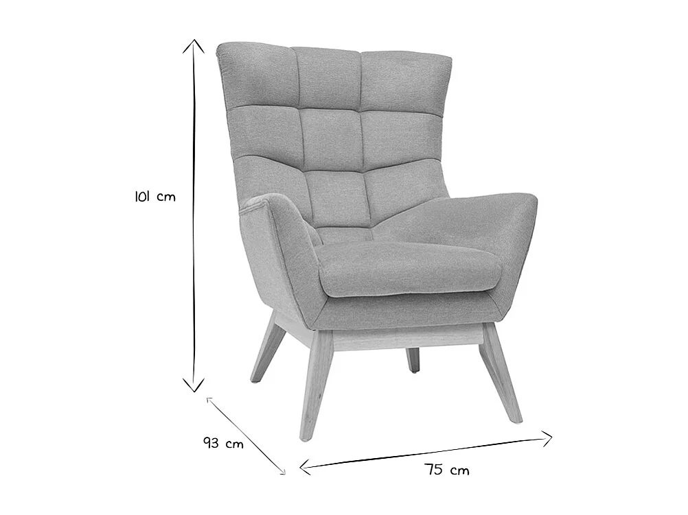Fauteuil scandinave en tissu effet velours texturé jaune moutarde et bois clair BRODY