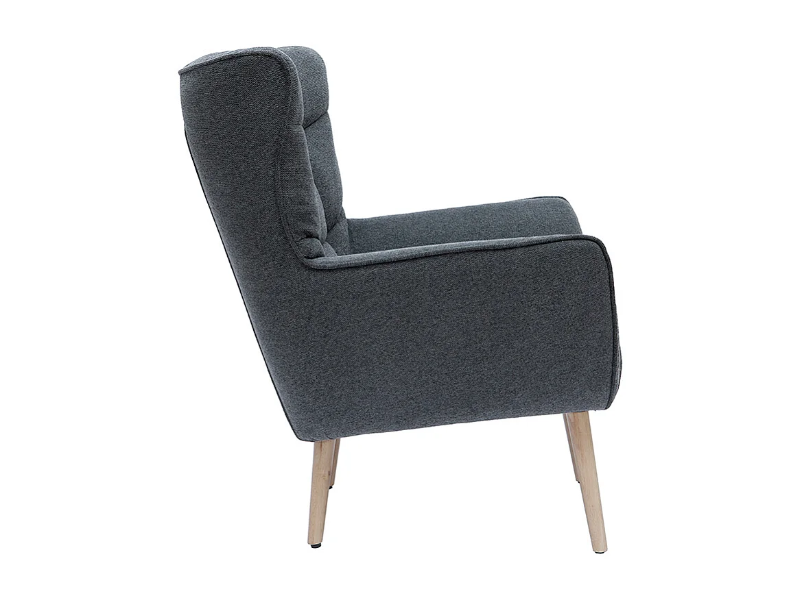 Sessel im dunkelgrauen Samtdesign beige Holzfüße AVERY