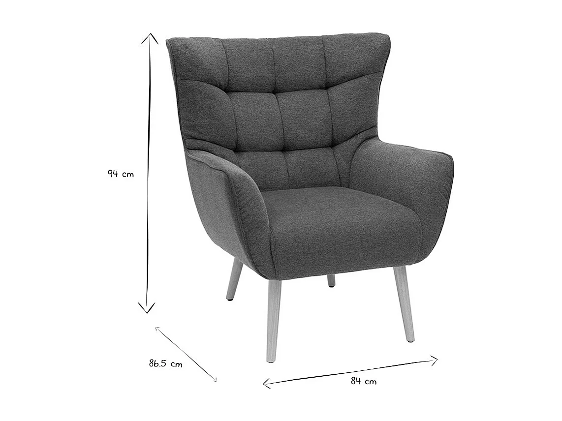 Sessel im dunkelgrauen Samtdesign beige Holzfüße AVERY
