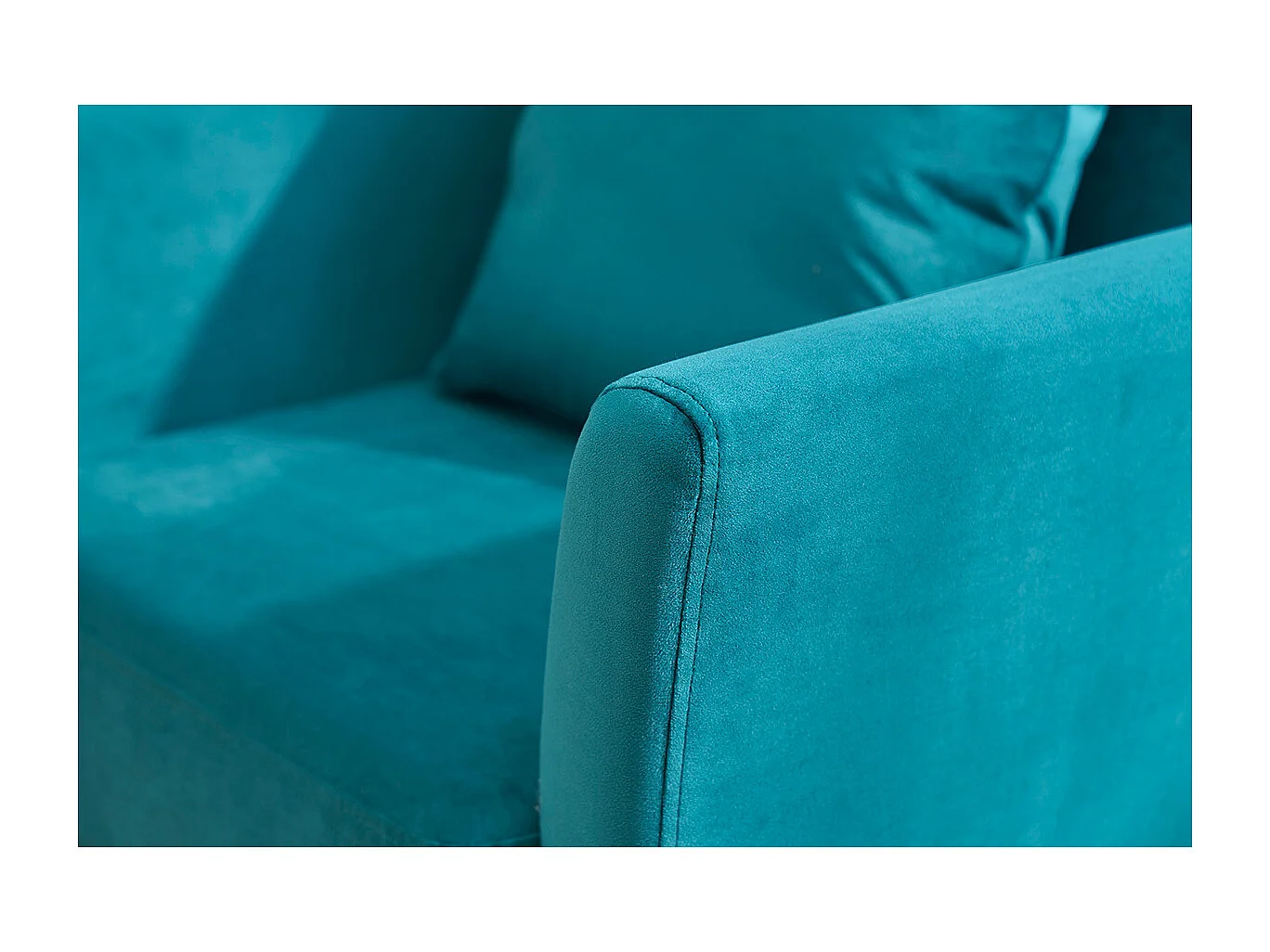 Sillón escandinavo desenfundable de terciopelo azul petróleo y madera clara OSLO