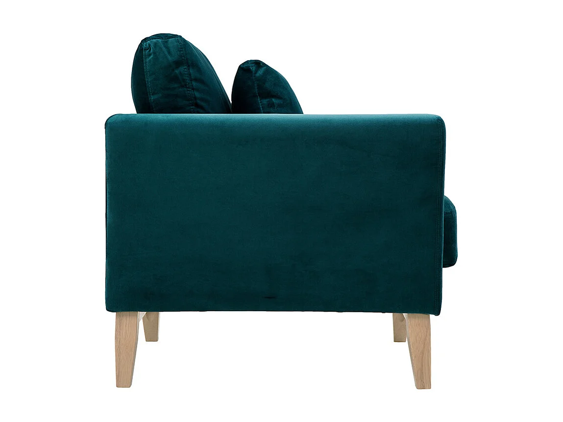 Sillón escandinavo desenfundable de terciopelo azul petróleo y madera clara OSLO