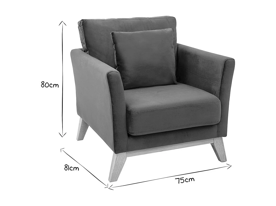 Sillón escandinavo desenfundable de terciopelo azul petróleo y madera clara OSLO