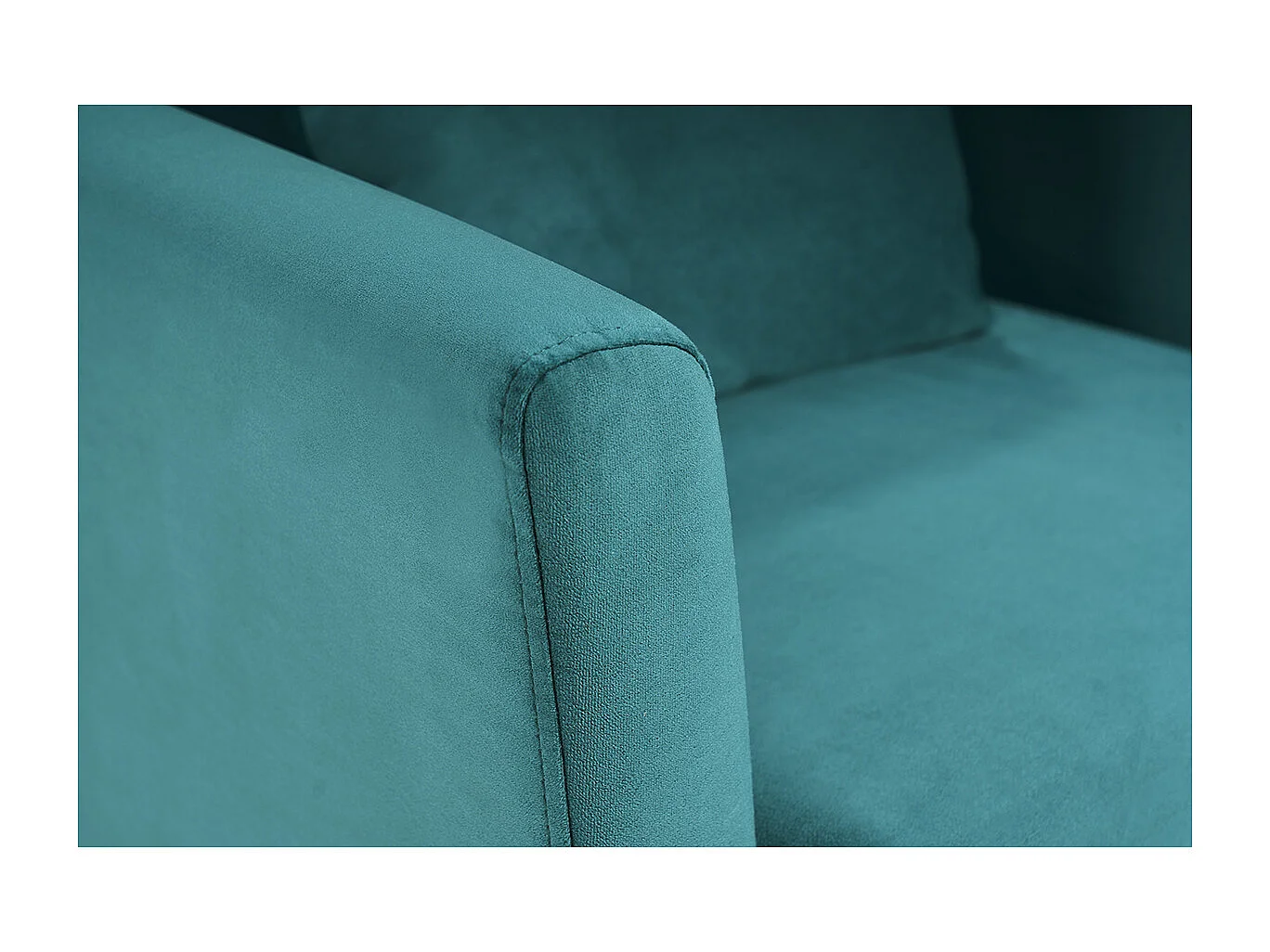 Fauteuil scandinave déhoussable en tissu velours bleu pétrole et bois clair OSLO