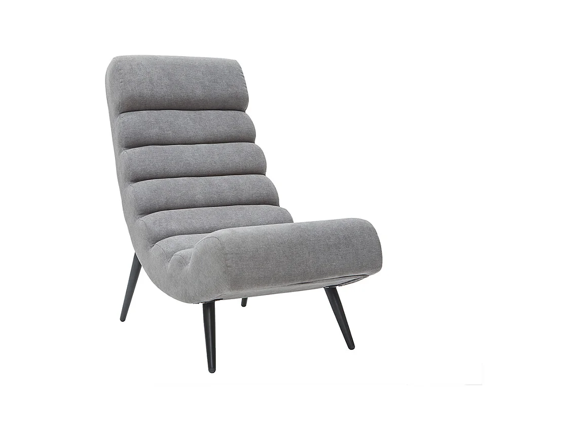 Fauteuil design en tissu effet velours gris et métal noir TAYLOR