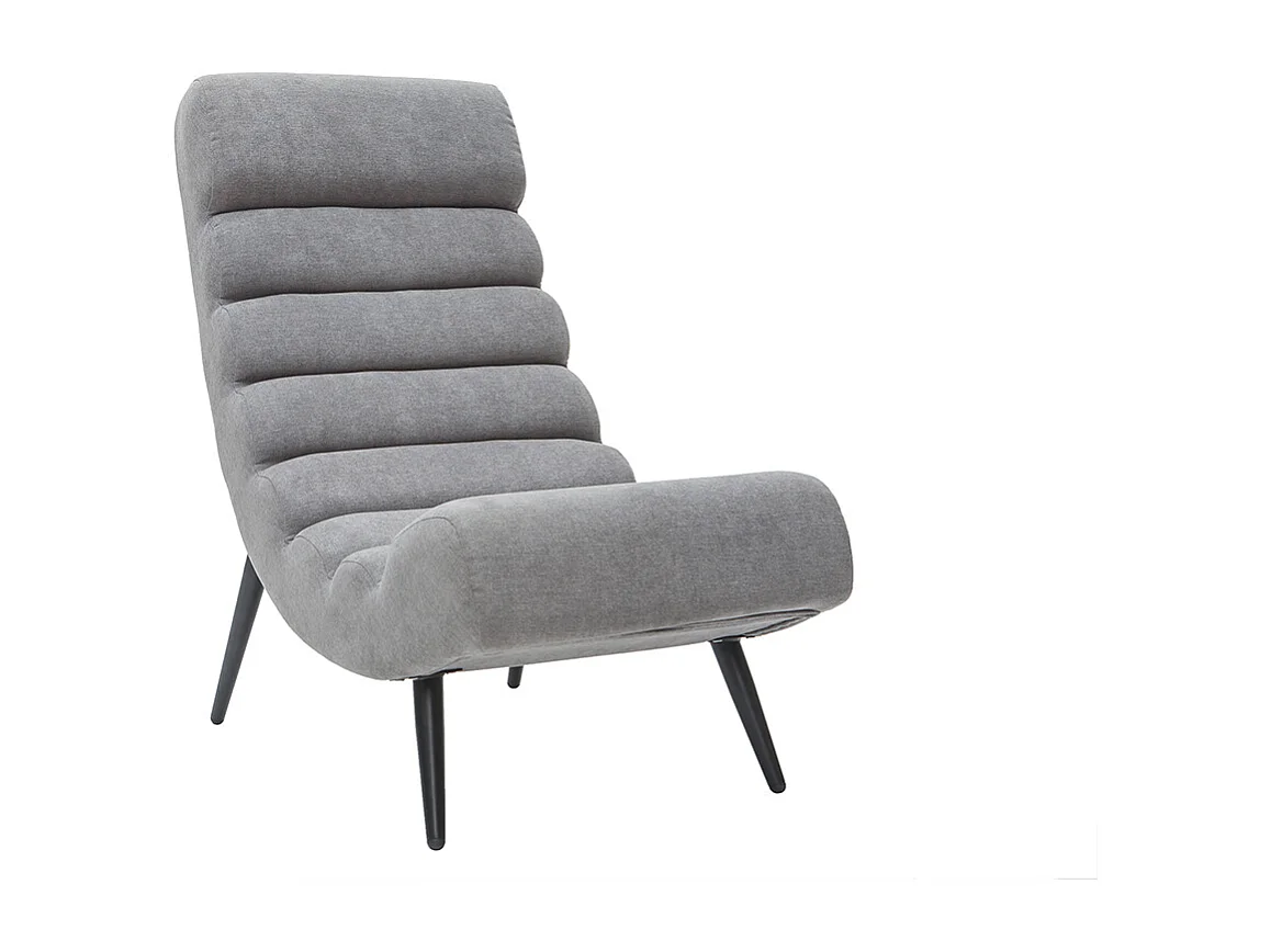 Sillón efecto terciopelo gris y metal negro TAYLOR