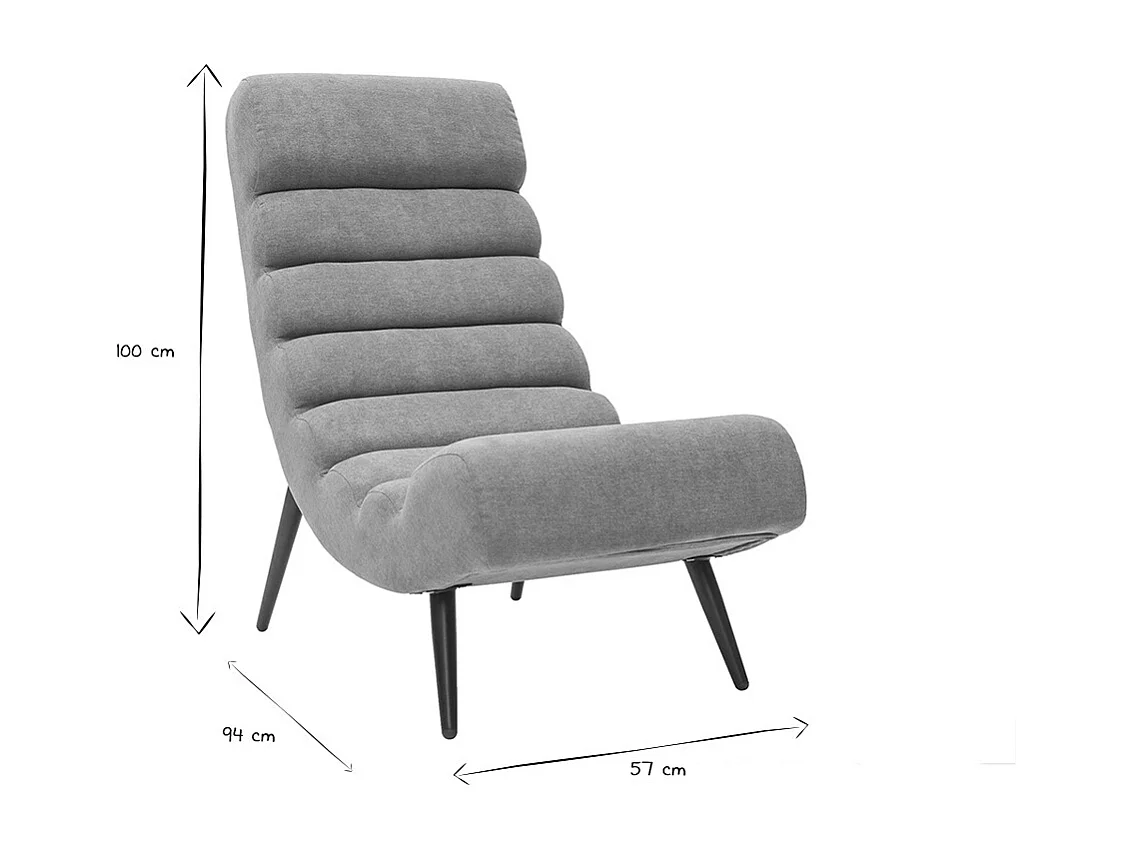 Sillón efecto terciopelo gris y metal negro TAYLOR