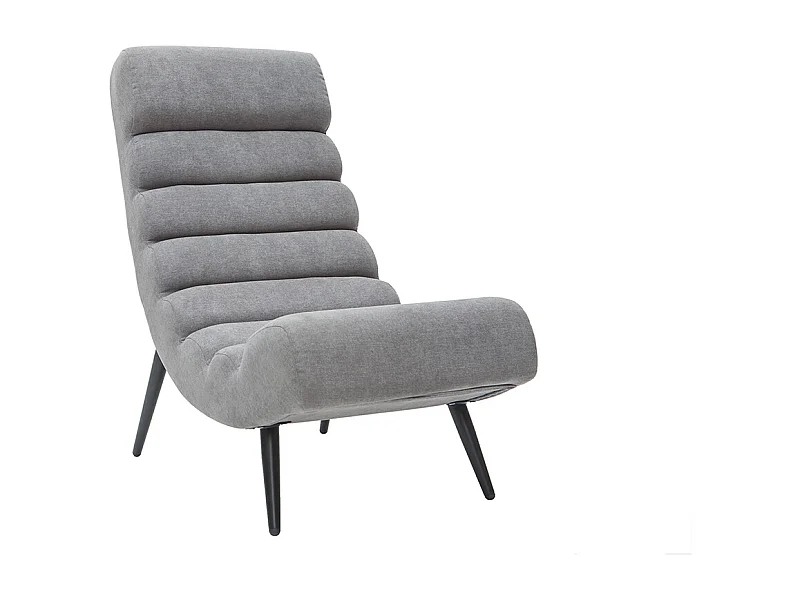 Fauteuil design en tissu effet velours gris et métal noir TAYLOR
